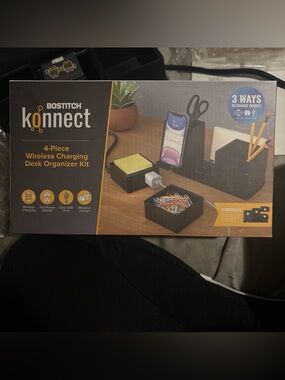 Bostitch Konnect 4-Piece Wireless Charging Desk Organizer Kit - Black